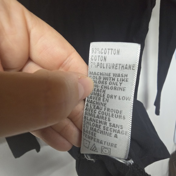 Standard James Perse Ruched Top Long-sleeve V-Neck Cotton Stretch Black Size 1/S - Picture 5 of 7